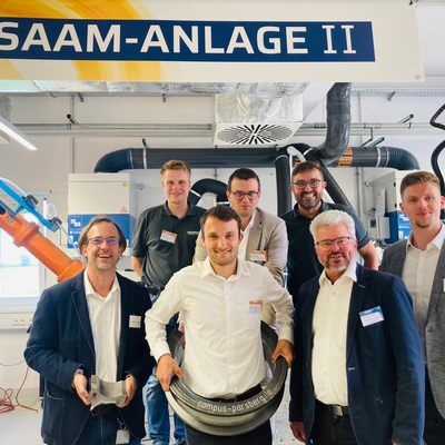 Bild: Verena Brandl, Alexander Bonke (Fit AG), Nico Feuerer, (TCPL) Benjamin Fluhrer (TCPL), Prof. Dr. Anton Schmailzl (TCPL), Stefan Scherr (PTKA), Richard Kienlein (TCPL), Björn Kleemann (Fit AG)
